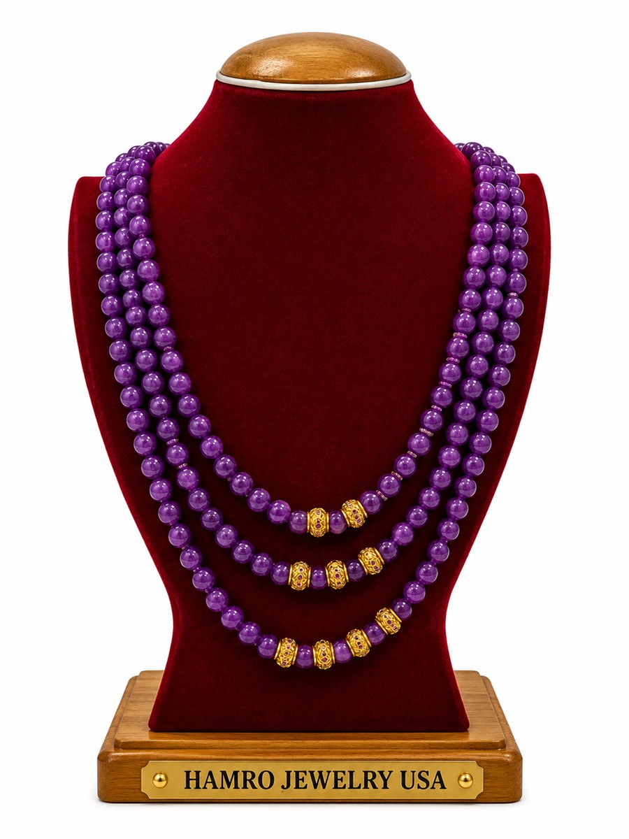 Amethyst Golden Bead Mala