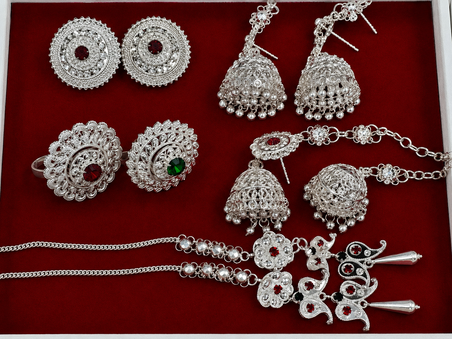 Silver Jewelry Collection — Jhumka, Tops & Rings